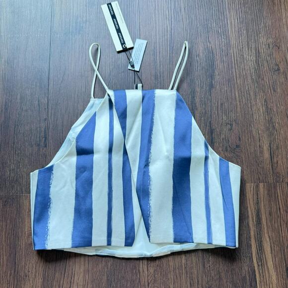 Topshop Satin Striped Crop Top, Halter, Lined, US 6 - Picture 3 of 8